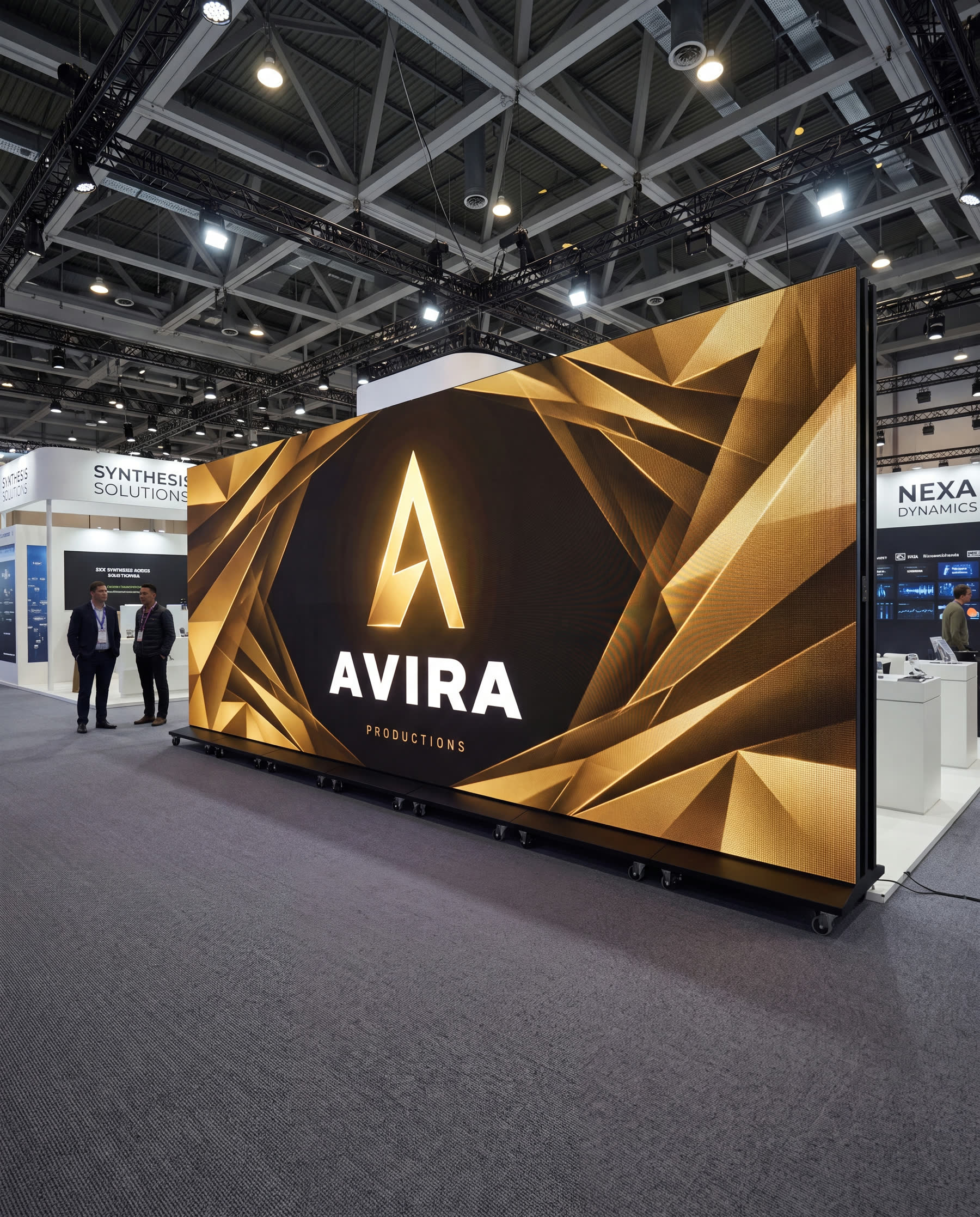 Large Avira LED video wall on a tradeshow floor